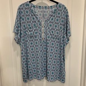 Croft & Borrow 1X Blue Patterned Top
